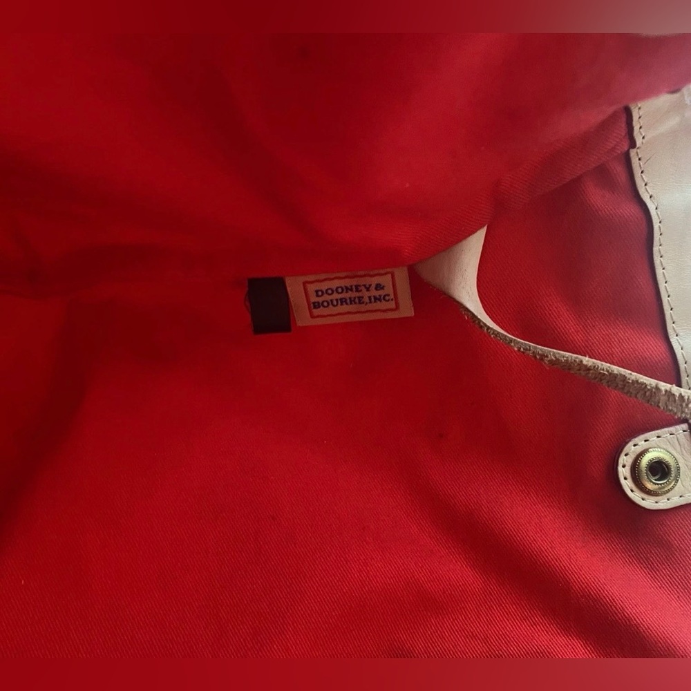 Dooney & Bourke Beige Monogram Tote Canvas Leather Trim Shoulder Bag Large - Picture 4 of 7